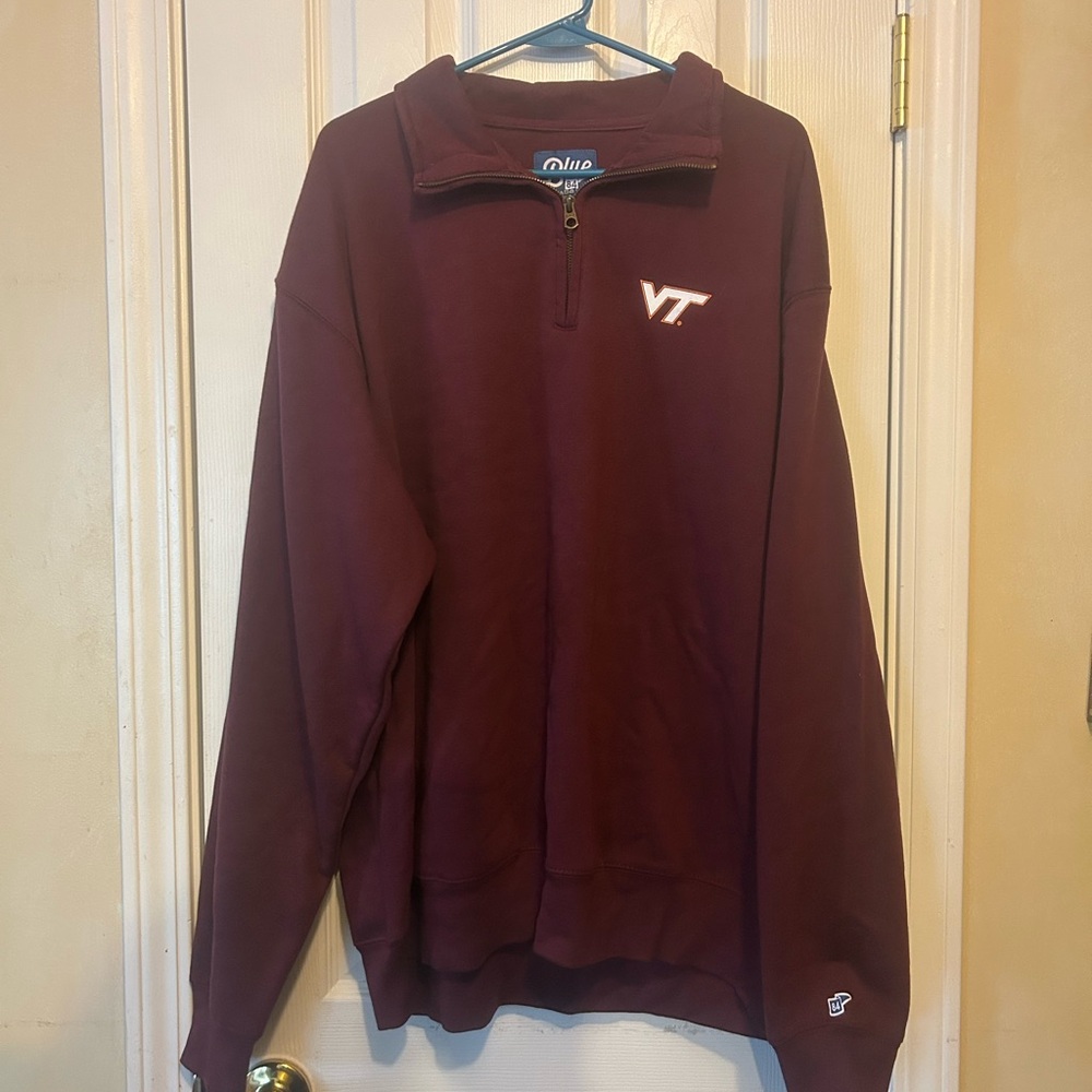 Virginia Tech Hokies Blue 84 NCAA🏀🏈⚽️Quarter Zip Sweatshirt Sz XL